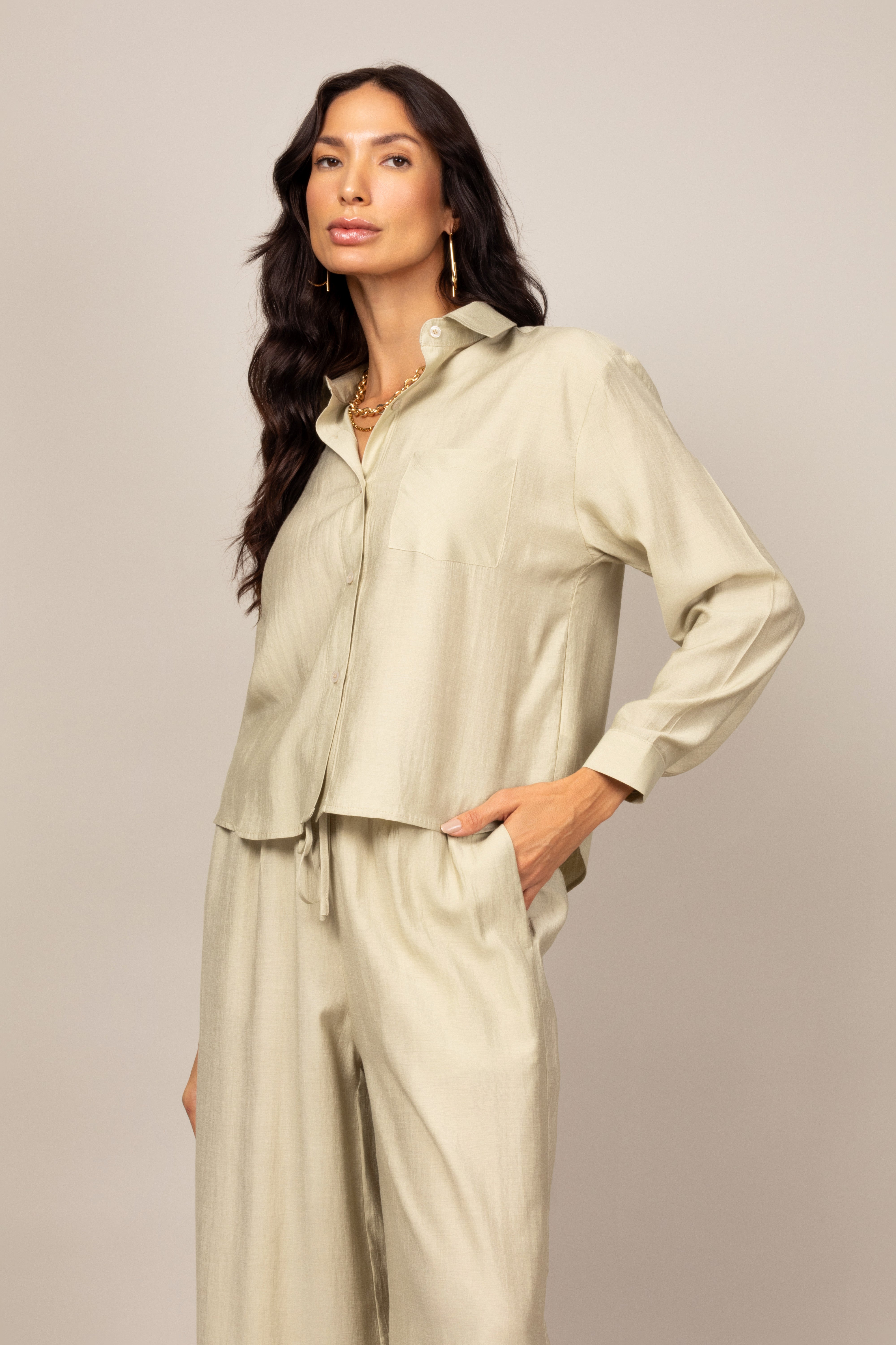 Camisa de Botão com Manga Longa