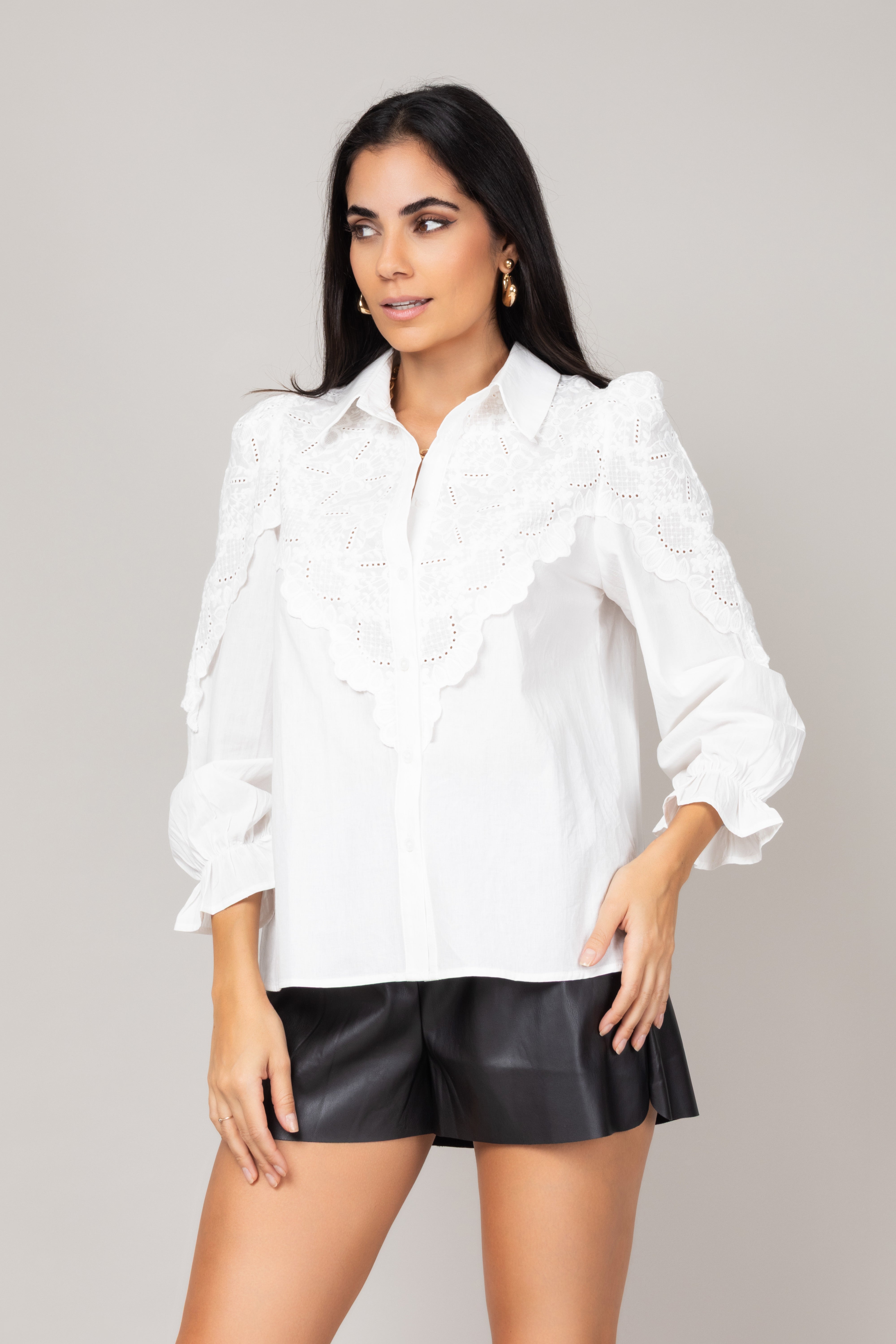 Camisa Social com Renda