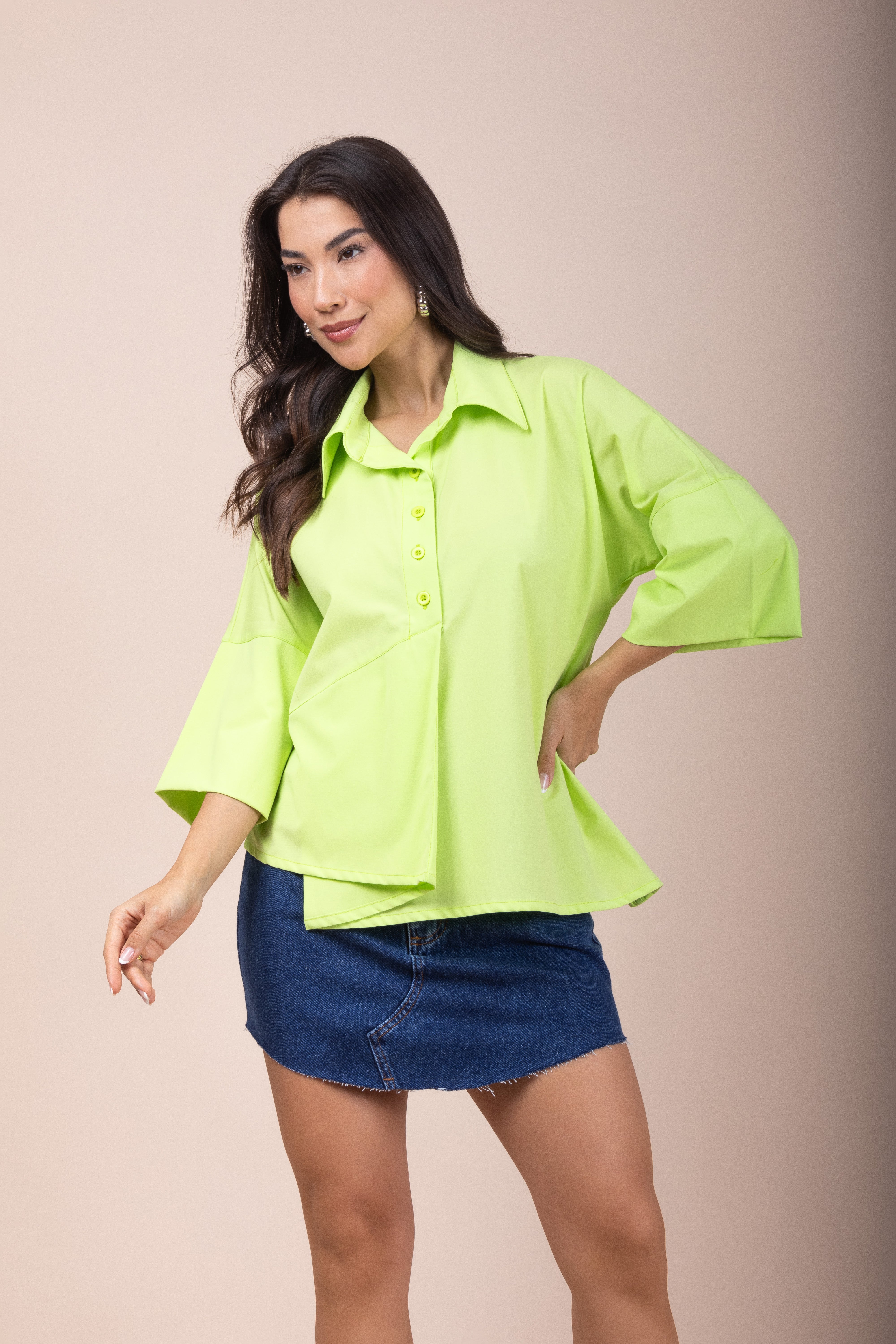 Camisa Bata Manga 3/4